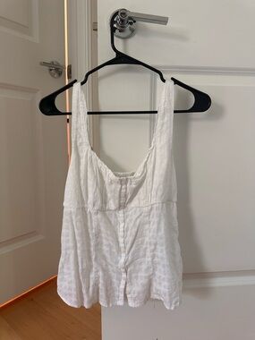 Hollister White Button-Front Tank Top